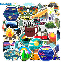 50pcs Travel Hiking Outdoor Surfing Wild Adventure Outside Camping Decal Stickers Pack