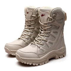 Winter Women High-Top Outdoor Plush Leather Hiking Shoes Trekking Woman Boots