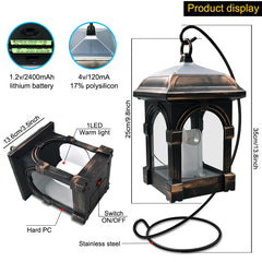 LED Solar Lantern Outdoor Hanging Solar Lights Waterproof Warm White Candle Light