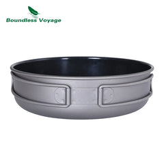 Boundless Voyage Non-stick Frying Pan Titanium Skillet Camping Pan Outdoor Ultralight