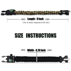 Outdoor Emergency Survival 550 Paracord Bracelet Whistles Scraper Compass Multi