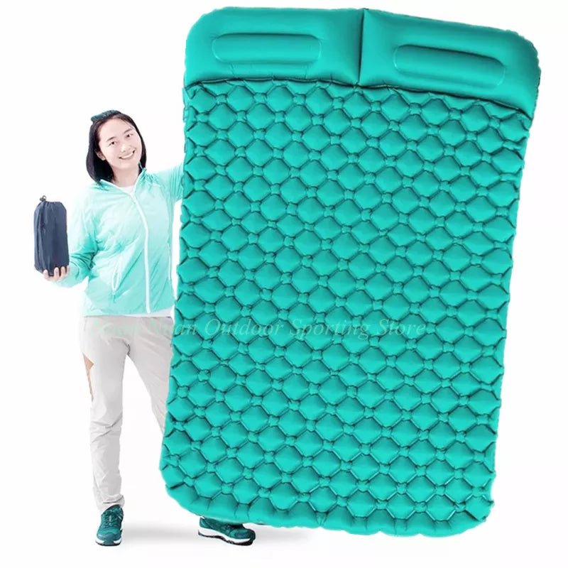 Air Camping Mats Inflatable Cushion Moistureproof Outdoor Hiking Picnic Tent Plaid Pad