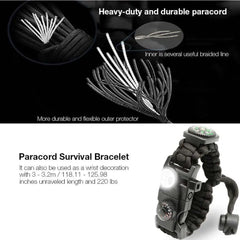 Survival Gear Kit with Waterproof SOS LED Light Emergency Knife Whistle Compass