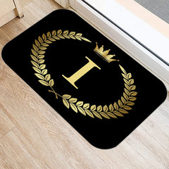 Black Golden Crown Printed Letter 40*60 Kitchen Entrance Door Mat Coral Velvet Carpet