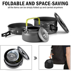 Camping Cookware Set Aluminum Nonstick Portable Outdoor Tableware  Kettle Pot