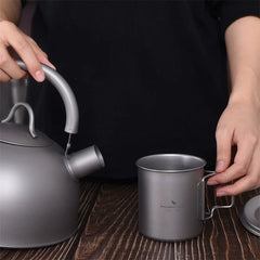 Boundless Voyage Titanium Cup with Foldable Handle Outdoor Camping Water Mug