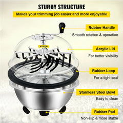 VEVOR Hydroponic Leaf Bowl Leaf Trimmer 16 19 24 Inch Twisted Spin Cut Garden Tools