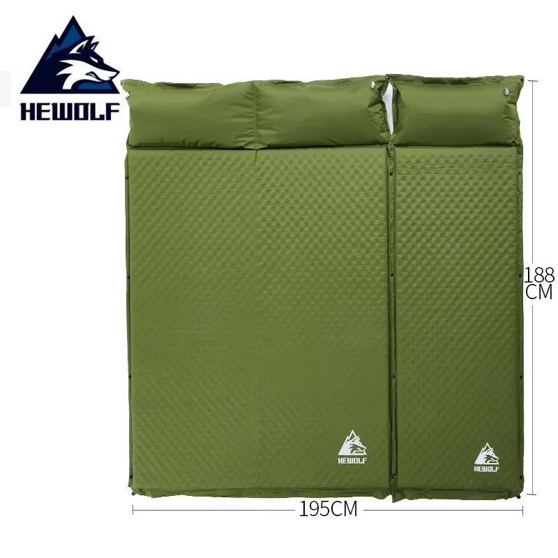 HEWOLF 2+1 spliced outdoor thick 5cm automatic inflatable cushion pad outdoor tent