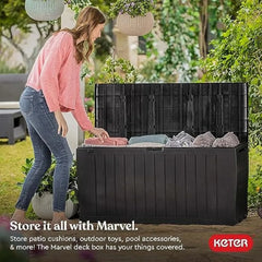 Keter Marvel Plus 71 Gallon Resin Deck Box-Organization and Storage for Patio Furniture