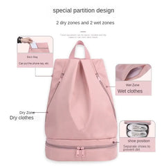 Waterproof Swimming Bag Wet and Dry Separation Bag Women Gym Backpack with Shoe