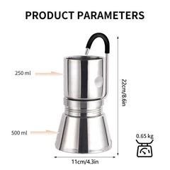 BRSTC05 Stovetop Espresso Maker Camping Coffee Distiller Maker Stainless Steel Moka