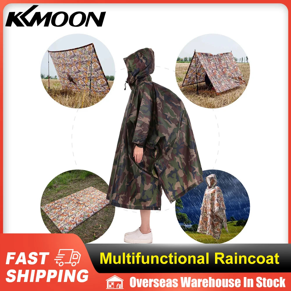 3 in 1 Raincoat Backpack Rain Cover Rain Coat Hood Cycling Rain Cover Poncho