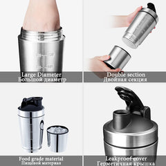 New Stainless Steel Cup Vacuum Mixer Outdoor Drink Kettle Detachable Double Layer