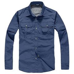 EKLENTSON Quick Dry Tactical Shirt Men Hiking Fishing Shirt Removable Long Sleeve