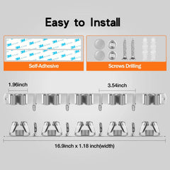 Broom Holder Wall Mount Mop Organizer Storage Tool Racks Stainless Steel Hooks