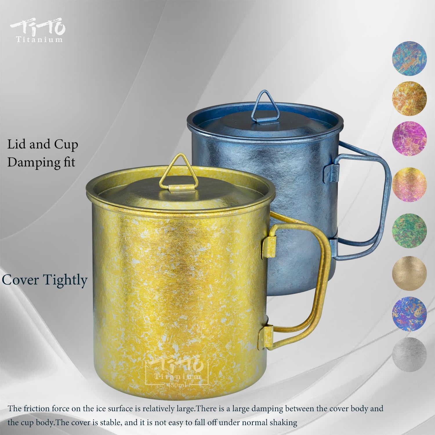 TiTo Titanium Cup  Ultralight Portable Stretching Handle Single-layer Mug Hiking