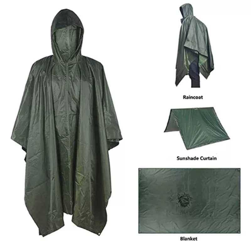 Multifunctional Raincoat Military Waterproof Rain Coat Survival Poncho Outdoor Camping