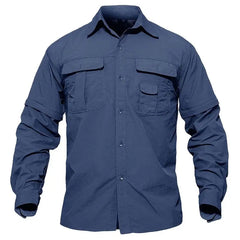 EKLENTSON Quick Dry Tactical Shirt Men Hiking Fishing Shirt Removable Long Sleeve