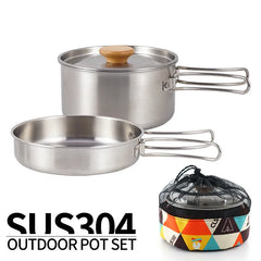 NOBANA Camping Pot Set 304 Stainless Steel Outdoor Cookware Kit Cooking Set Travel