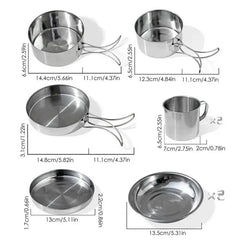 8pcs/set Stainless Steel Outdoor Camping Cookware Set Portable Ultralight Picnic Hiking