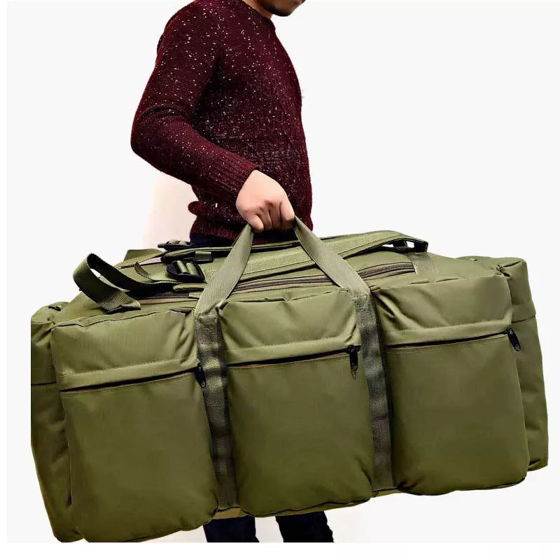 90L Large Capacity Men's Travel Bags Canvas Military Tactical Backpack Waterproof