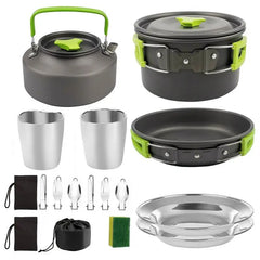 Camping Cookware Portable Pot Pan Cup Teaport Set Folding Outdoor Cooking Set