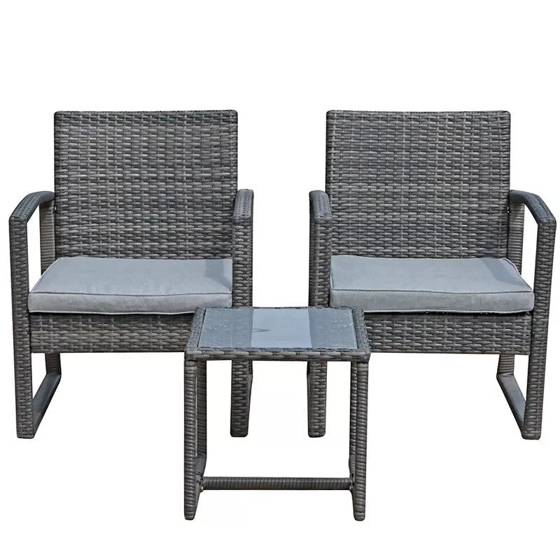 JARDINA 3PCS Outdoor Patio Furniture Set Outdoor Wicker Conversation Set Rattan Chair