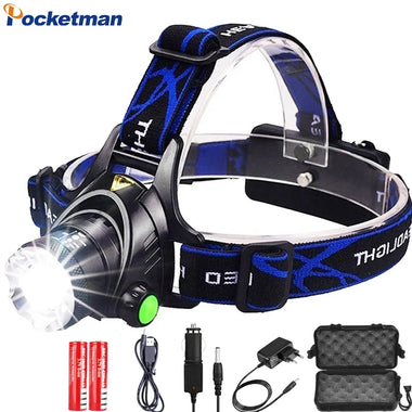Powerful Bright LED Headlamp Waterproof Zoomable Camping Headlight Outdoor Work