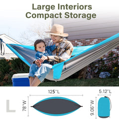 Lightweight Large Hammock 2 to 3 Person 125x78inch Parachute 210T Nylon Hammock