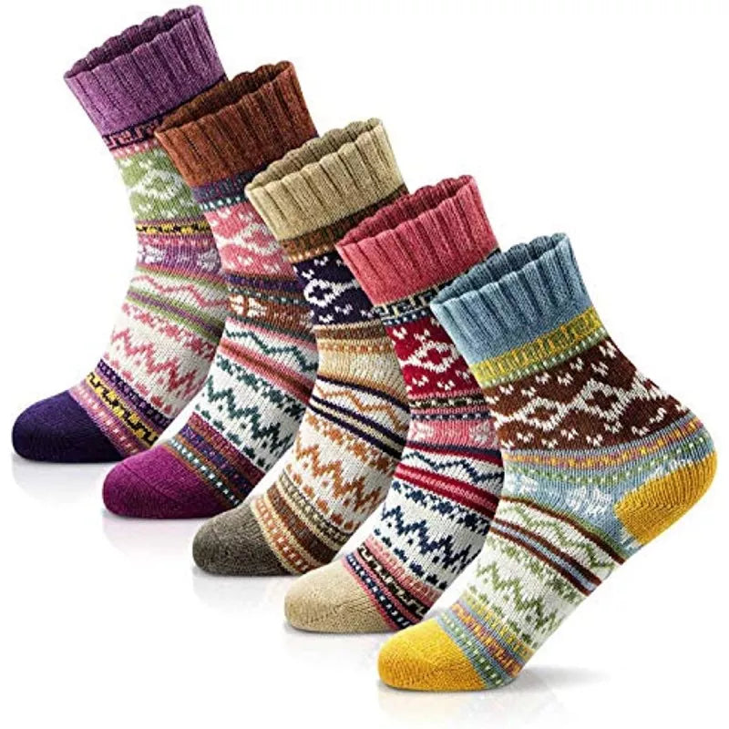 Womens Socks Winter Wool Socks Cozy Knit Warm Winter Socks for Mountain Climbing