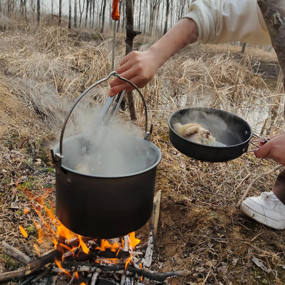 Outdoor Tableware Big Capacity Aluminum Alloy Camping Picnic Hanging Cookware