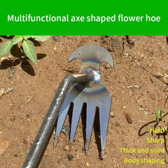 Weeding Artifact Uprooting Weeding Tool Steel Weed Puller 4 Teeth Dual Purpose Weeder