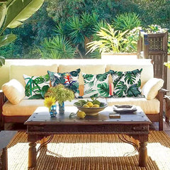 Set Of 4 Outdoor Cushions For Garden Furniture Garden Cushions Linen Green Cushion