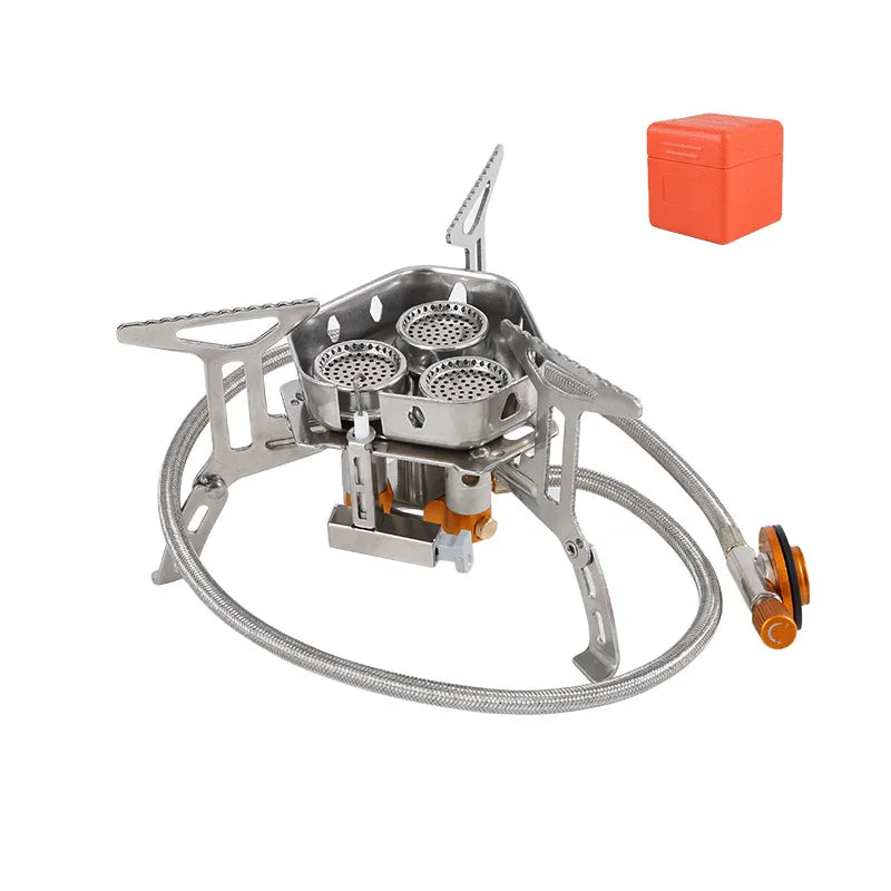 Outdoor Portable Three Head Stove Camping Windproof Stove High-power Burner