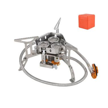 Outdoor Portable Three Head Stove Camping Windproof Stove High-power Burner