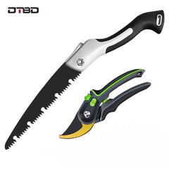 DTBD 2PC Gardening Pruning Shears Folding Saw Set High Carbon Steel scissors