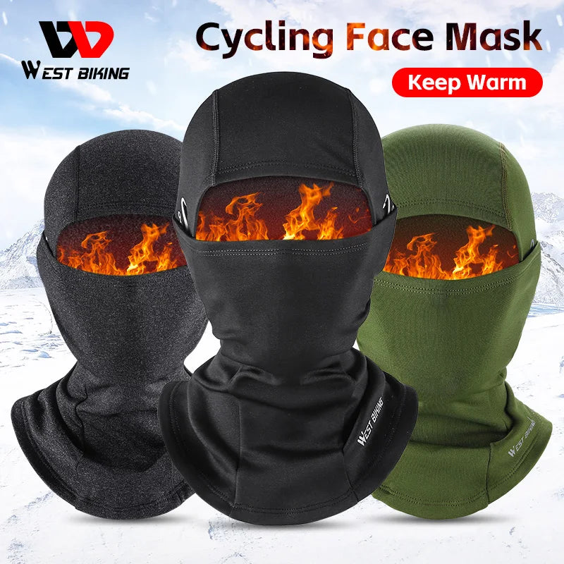 WEST BIKING Winter Cycling Face Mask Fleece Thermal Windproof Cycling Cap Balaclava