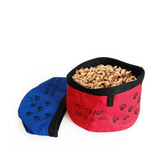 Dog Cat Puppy Food Water Bowl Dish Oxford Fabric Outdoor  Feeder Folding Collapsible