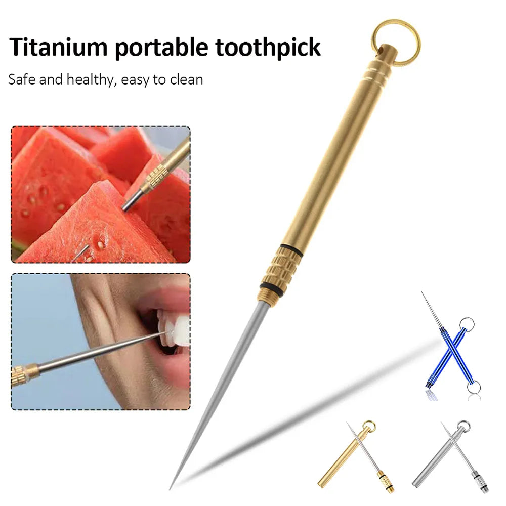 Portable Outdoor Tool Stainless Steel Toothpick Brass Creative Combination Stainless Steel