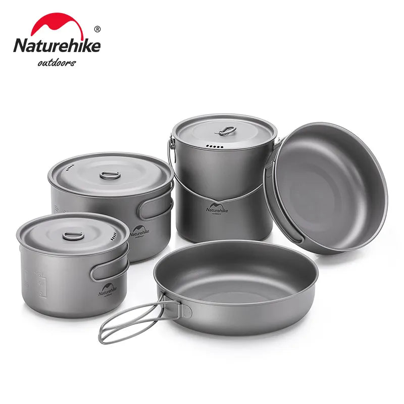 Naturehike Titanium Tableware Foldable Pot Frying Pan Titanium Cup Outdoor Picnic
