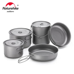 Naturehike Titanium Tableware Foldable Pot Frying Pan Titanium Cup Outdoor Picnic