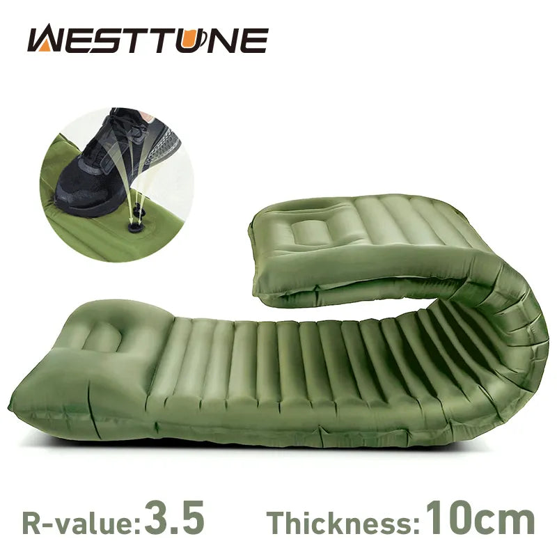 Outdoor Ultralight Sleeping Pad Thicken Inflatable Mattress with Pillow Built-in Pump