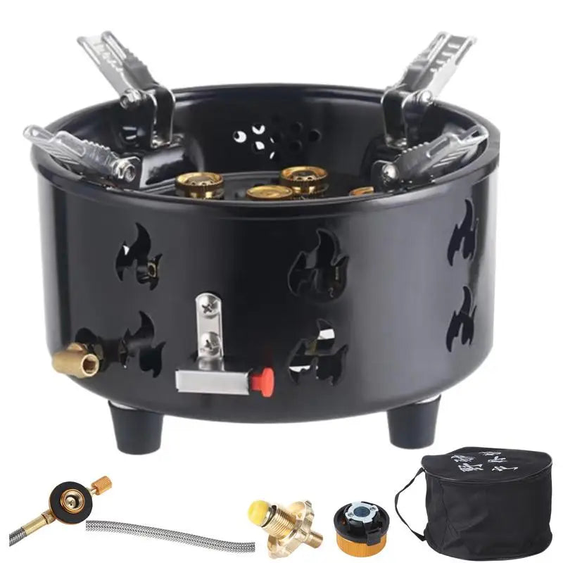 Windproof Camping Gas Stove 7 Core Strong Fire Outdoor Tourist Cassette Burner Cooker