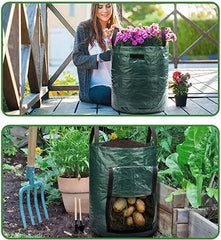Potato Grow Bags PE Vegetable Planter Growing Bag DIY Fabric Grow Pot Outdoor Garden
