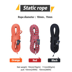 XINDA 10mm 11mm Diameter Rock Climbing Rope Static Rope 5200lbs High Strength