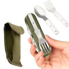 7 In 1 Camping Picnic Cutlery Knife Stainless Steel Fork Spoon Bottle Opener Flatware