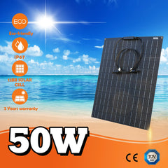 50W 100W solar panel 12V ETFE Flexible Monocrystalline Solar Cell Battery System Kit