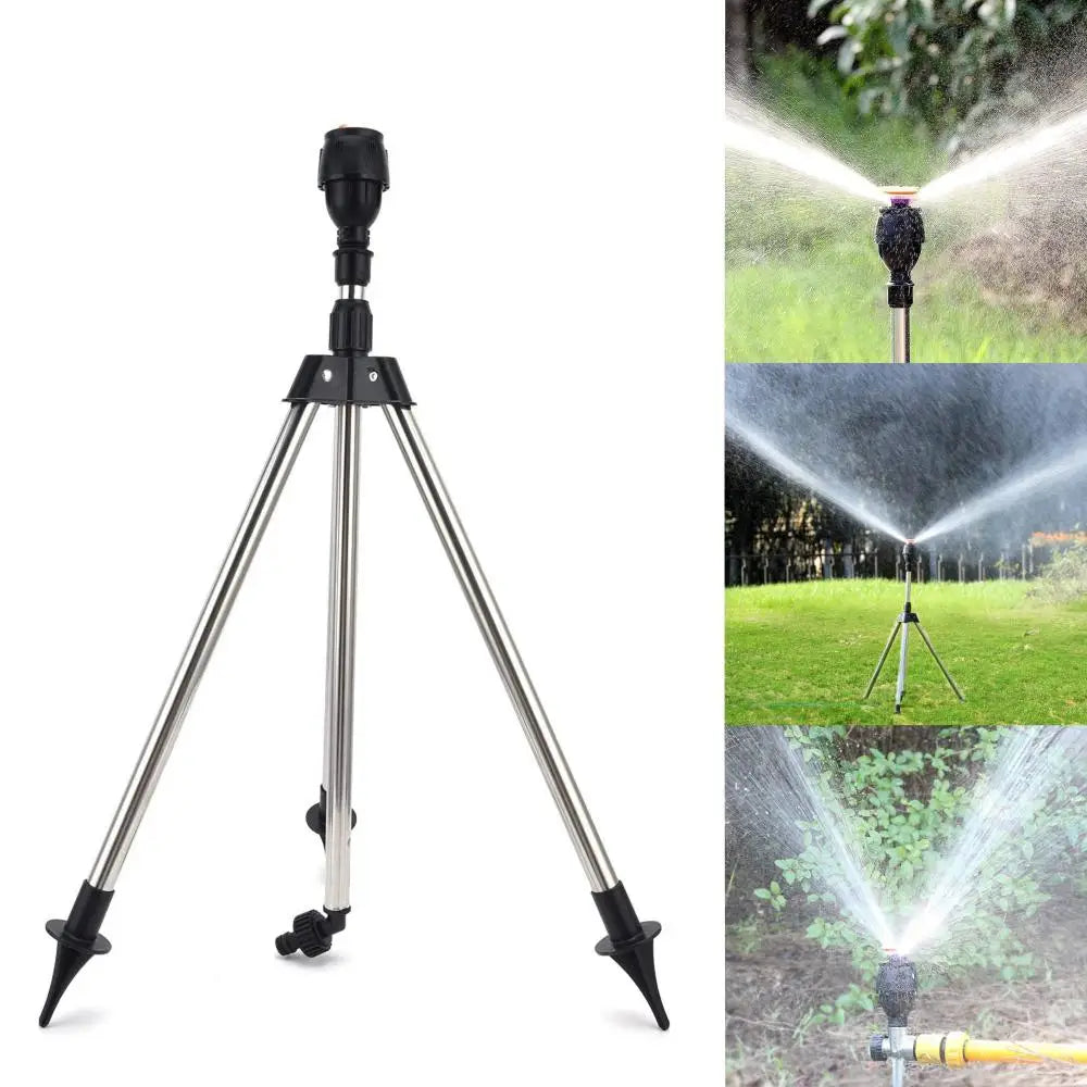 Garden Automatic Rotating Sprinkler Stainless Steel Tripod Irrigation Stand 360-Degree
