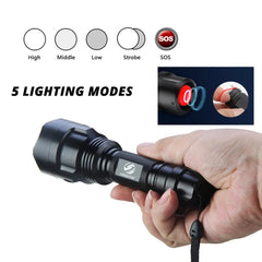 Super bright LED Flashlight 5 lighting modes Led Torch for Night Riding Camping Hiking