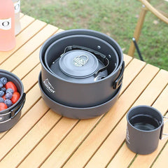 Camping Cookware Set Aluminum 5-6 Person Portable Outdoor Tableware Cookset